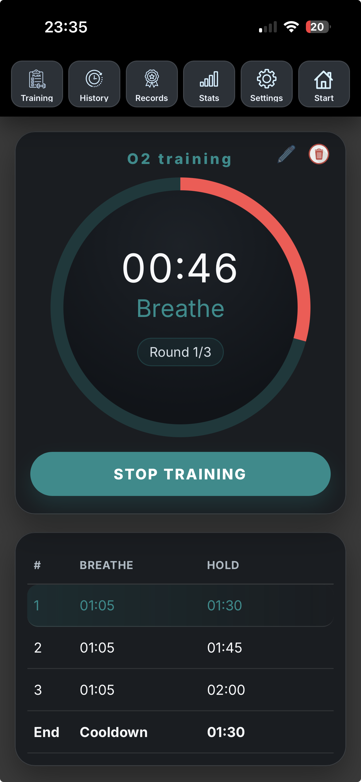 Active Log freediving training